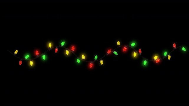Colorful Holidays Party Lights String Overlay Element with Alpha Channel