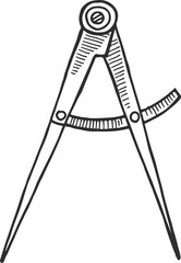Construction compass. Architect tool. Angle measurement