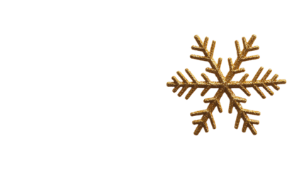 Christmas gold glitter snowflake on transparent background