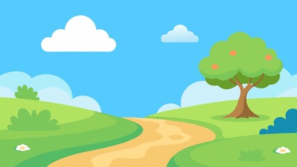 Obraz premium Cheerful Cartoon Nature Scene