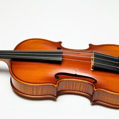 Fototapeta premium closeup of a brown and orange violin on a white background