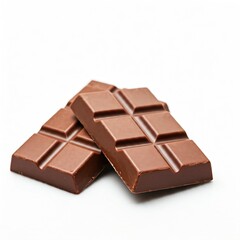 close up of two milk chocolate bars on white background