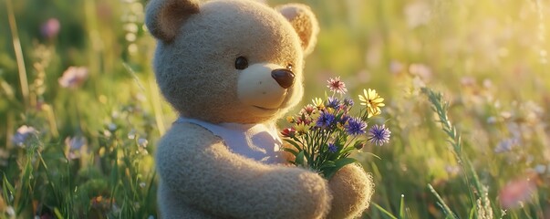 Fototapeta premium Here is the image of a teddy bear with a bowtie