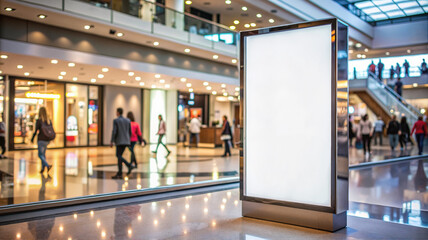 Vertical billboard in busy shopping mall
