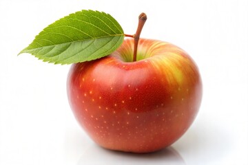 red apple with leaf