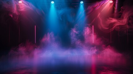 Smoky Stage With Pink And Blue Lighting