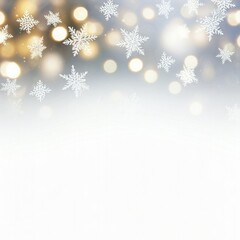white snowflake winter background with golden bokeh lights