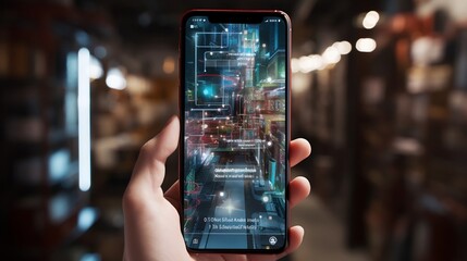 A state of the art smartphone featuring advanced AI powered augmented reality navigation capabilities offering seamless guidance and for users on the go