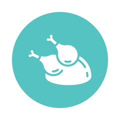 Chicken vector gylph Circle Icon. Eps 10 file