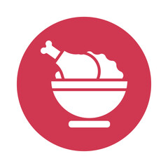 Chicken And Rice vector gylph Circle Icon. Eps 10 file