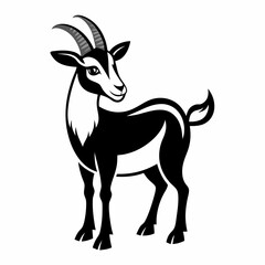 Black and white Goat  vector, solid white color background Generated by AI.
