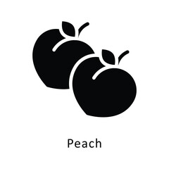 Peach vector gylph Icon. Eps 10 file