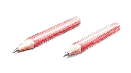 Two pencils are drawn in red Transparent Background