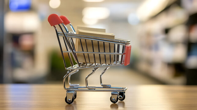 Metal Shopping Cart in Supermarket Store Retail Business Shopping Basket Promotion	