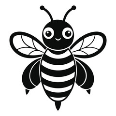 Cute bee silhouette vector Illustration 