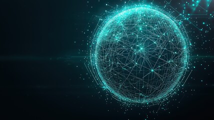 Obraz premium A digital representation of a glowing spherical network, illustrating interconnected data points and lines against a dark background.