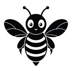 Cute bee silhouette vector Illustration 