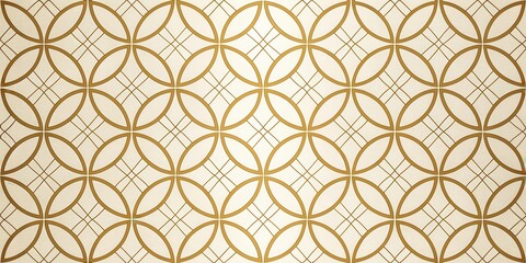 Naklejka premium Elegant Golden Geometric Pattern Design with Intersecting Circles and Lines on a Subtle Textured Background
