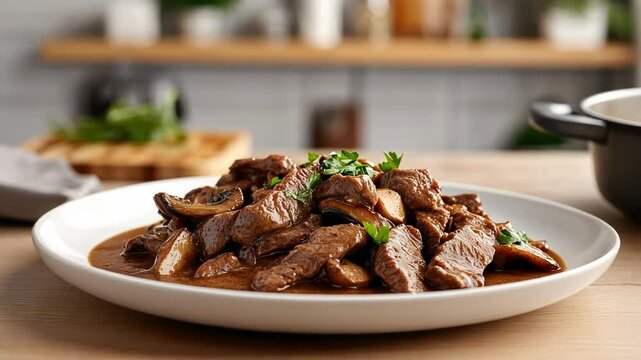 Savory Beef Stroganoff on a Plate