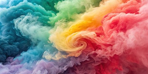 Naklejka premium A swirling vortex of vibrant, multicolored smoke, a kaleidoscope of color and texture, a mesmerizing display of airy hues