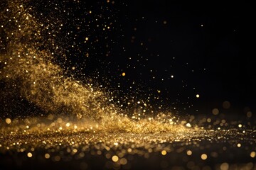 A cascade of shimmering golden particles on a dark background, perfect for elegant designs and luxurious textures