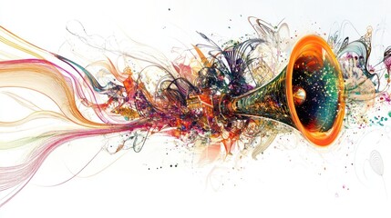 Fototapeta premium megaphone in action, with particles of light and energy swirling around it.