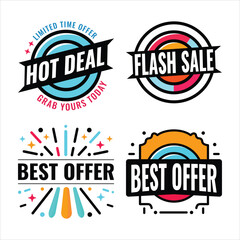 Obraz premium Promotional badges. Sales and marketing badges. Badges, labels shapes. Set of sale badges. Sale off, price off. Promotional pricing labels. 