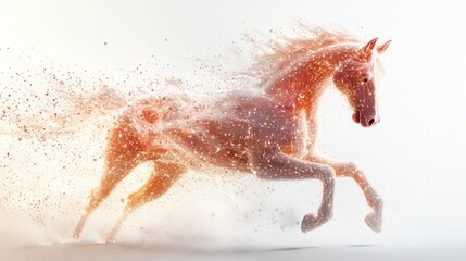 horse, featuring a transparent body that reveals a dazzling array of stars and cosmic elements within,