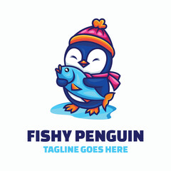 Fishy Penguin Simple Mascot Logo