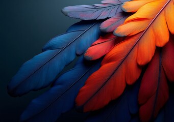 Obraz premium Vibrant leaves in shades of blue and orange arranged in artistic pattern