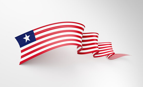 3d Flag Of Liberia 3d Shiny Waving Twisted Ribbon Flag On White Background 3d Illustration - Powered by Adobe