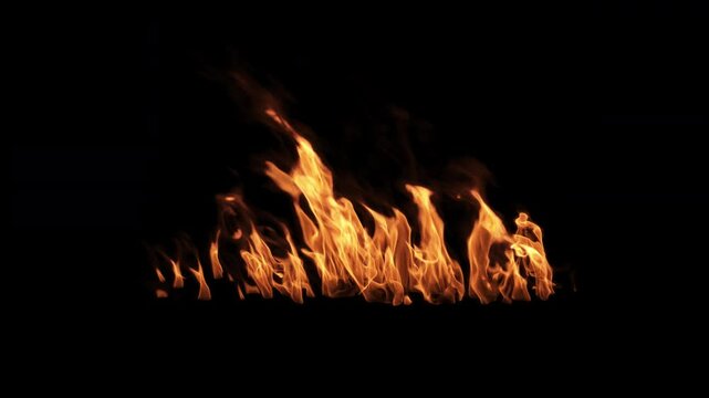 Looping Tilted Fire Flame Pushed by Gentle Air with Alpha Channel for High-Quality Video and Film Editing.