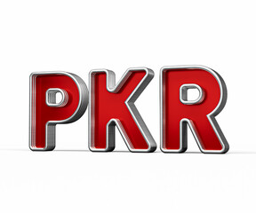 Vibrant Red Pakistani Rupee Currency Symbol With Metal Gleam And Beveled Edges 3D Illustration