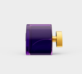 A Purple Crystal Clear Glass Perfume Bottle Crowned By A Shimmering Golden Lid 3D Illustration