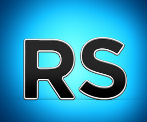 Black Rupee Rs Currency Symbol With Metal Gleam And Beveled Edges 3D Illustration