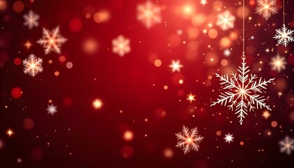 A vibrant red holiday background featuring sparkling glitter and bokeh lights. A magical festive atmosphere ideal for Christmas, and New Year. The red and gold lights are shimmering and glowing