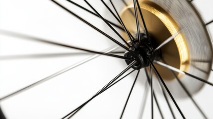 Close-Up of a Spinning Bicycle Wheel with Bright Light