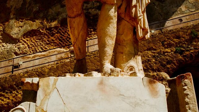 The terrace with the Marcus Nonius Balbus statue and altar, Herculaneum, Ercolano, Naples, Campania, Italy, buried by Vesuvius in 79 AD