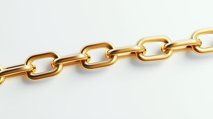 Obraz premium Shiny golden chain links displayed on a neutral background showcasing intricate design and craftsmanship
