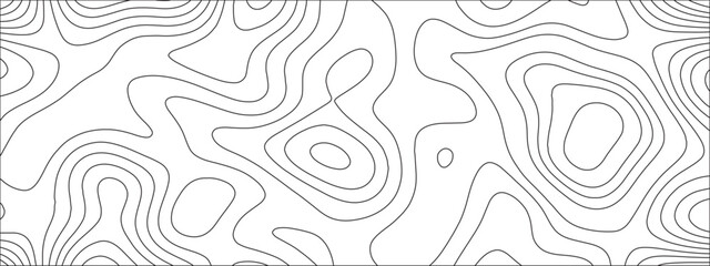 Fototapeta premium Abstract background with vector illustration of topographic line contour map, black-white design. Exploring the Intersection of Topography and Topology. Geographical map shades