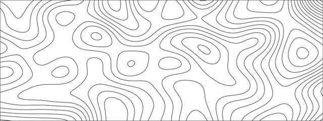 Fototapeta premium Abstract background with vector illustration of topographic line contour map, black-white design. Exploring the Intersection of Topography and Topology. Geographical map shades