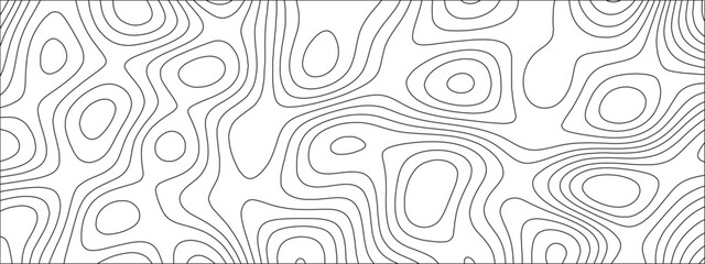 Naklejka premium Abstract background with vector illustration of topographic line contour map, black-white design. Exploring the Intersection of Topography and Topology. Geographical map shades