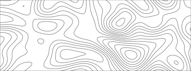 Naklejka premium Abstract background with vector illustration of topographic line contour map, black-white design. Exploring the Intersection of Topography and Topology. Geographical map shades