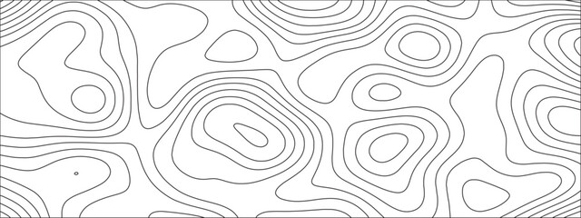 Fototapeta premium Abstract background with vector illustration of topographic line contour map, black-white design. Exploring the Intersection of Topography and Topology. Geographical map shades