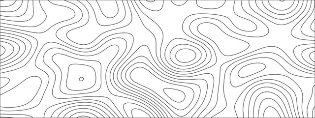 Naklejka premium Abstract background with vector illustration of topographic line contour map, black-white design. Exploring the Intersection of Topography and Topology. Geographical map shades
