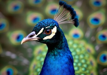 Beautiful peacock displaying vibrant feathers in a natural setting