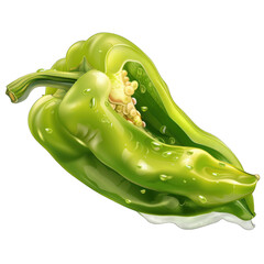 half green pepper on transparent png