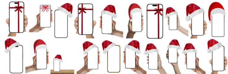 phone  with a Santa Claus hat for Christmas