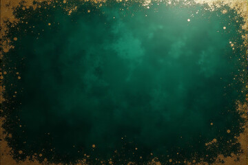 A luxurious  emerald green background with a golden ornate border.