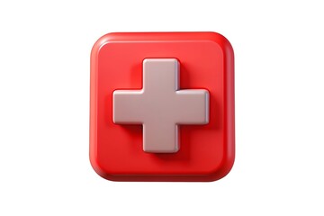 Fototapeta premium 3d Red cross icon, figure, object, vector, on white background